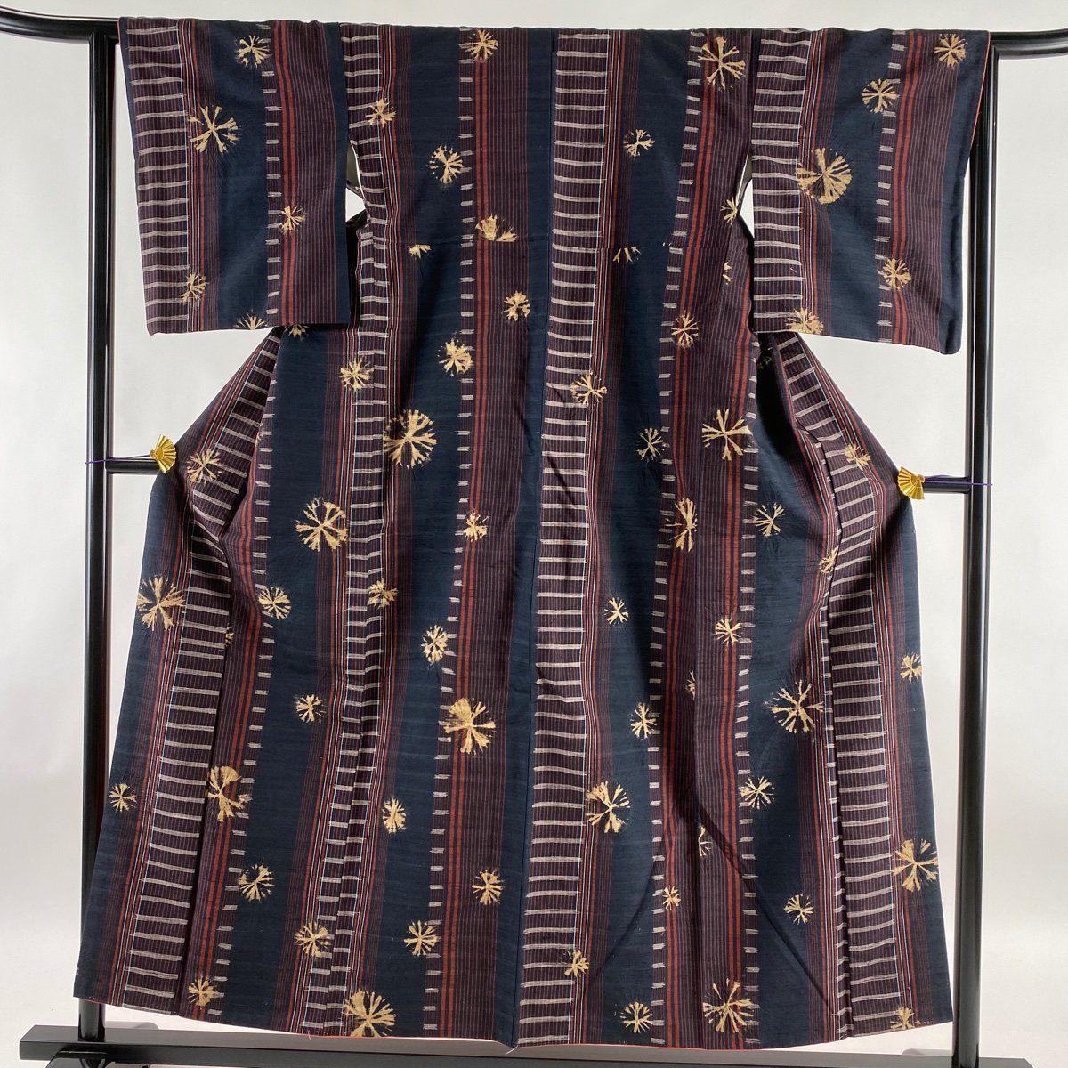小紋 身丈162cm 裄丈66.5cm M 小紋 美品 秀品 紬地 縦縞