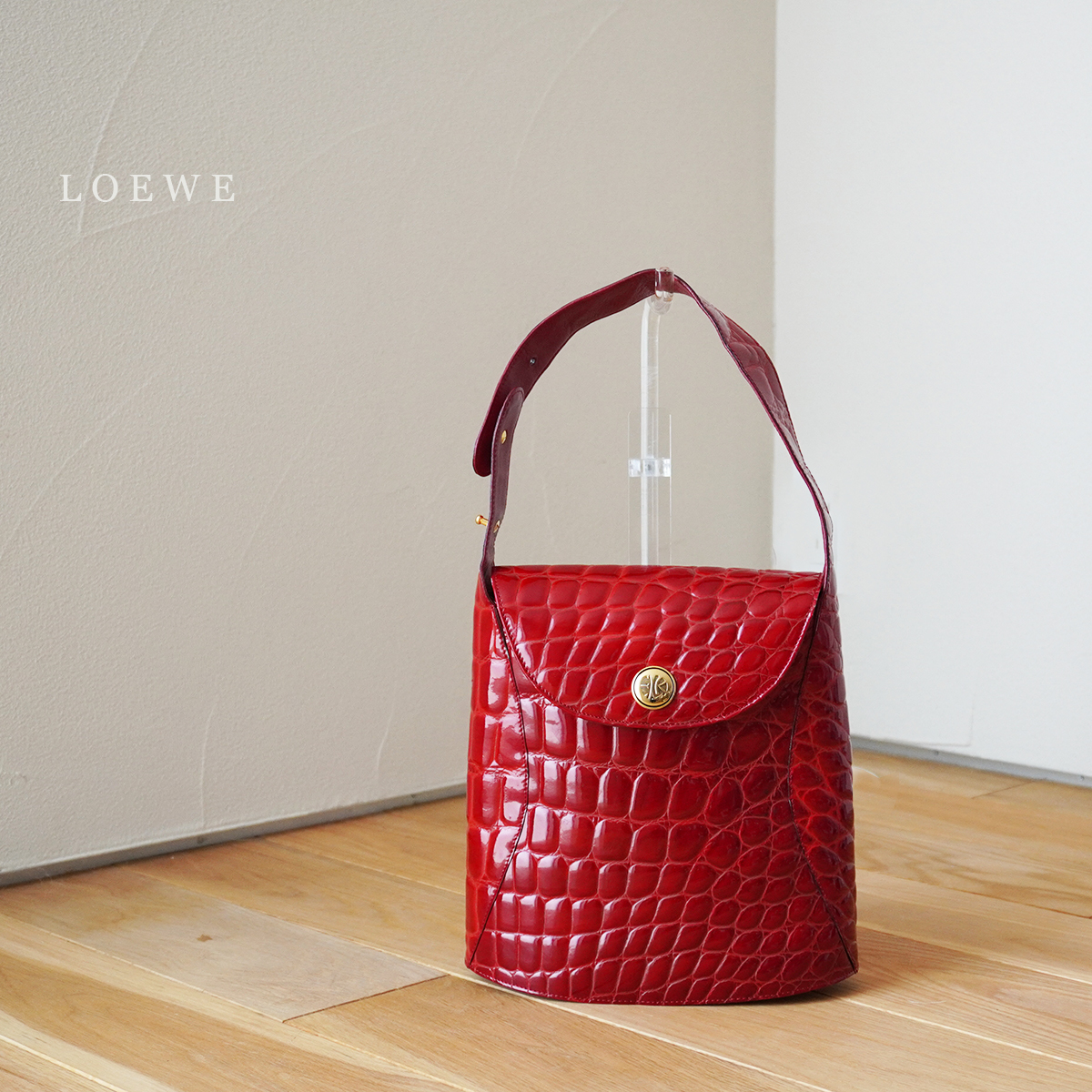 希少 エンリケ ロエベ ナッペ ENRIQUE LOEWE KNAPPE シャイニー クロコ 