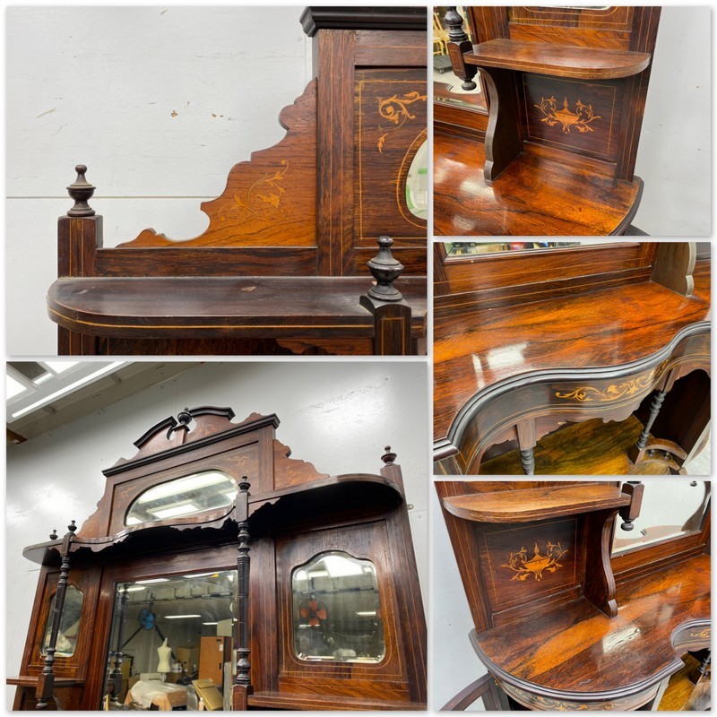 T2122☆極上の逸品☆イギリスアンティーク☆飾り棚☆ミラーバック☆英国☆象嵌細工 イギリス T61◇極上の逸品◇イギリスアンティーク◇高級飾り棚◇英国 4段 1891年シダ模様ガラスのセレモニージャグ（高さ13cm） 英国王室 河出書房新社