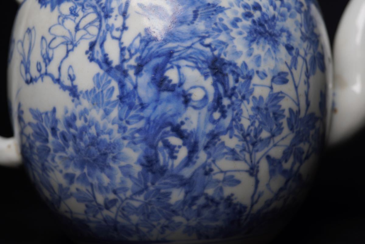 古家】初代清風 与平 造 染付 ボーフラ 水注 急須 湯沸 水次 青華 煎茶