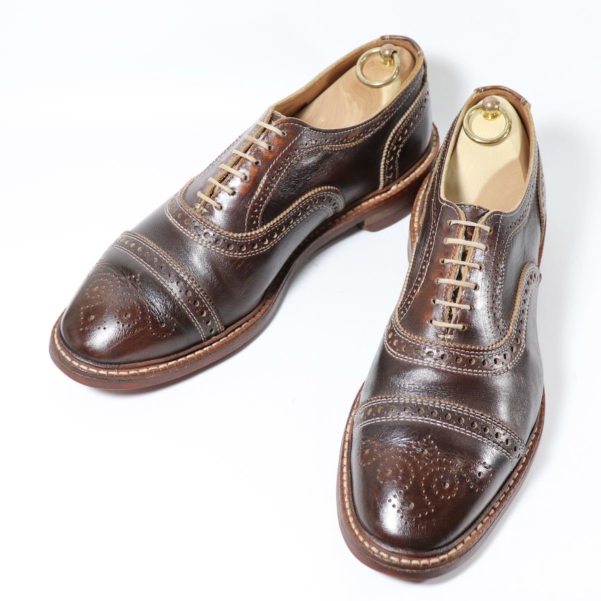 “美品” Allen Edmonds（アレンエドモンズ）Strandmok ストランドモック セミブローグシューズ US9.5D ダークブラウン 2014年以降製 4027