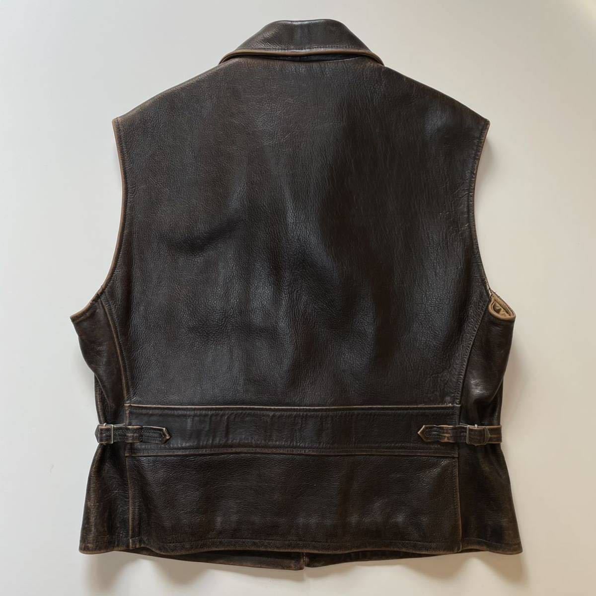 希少】RRL “Leather Vest” L レザー ベスト ジャケット 90s