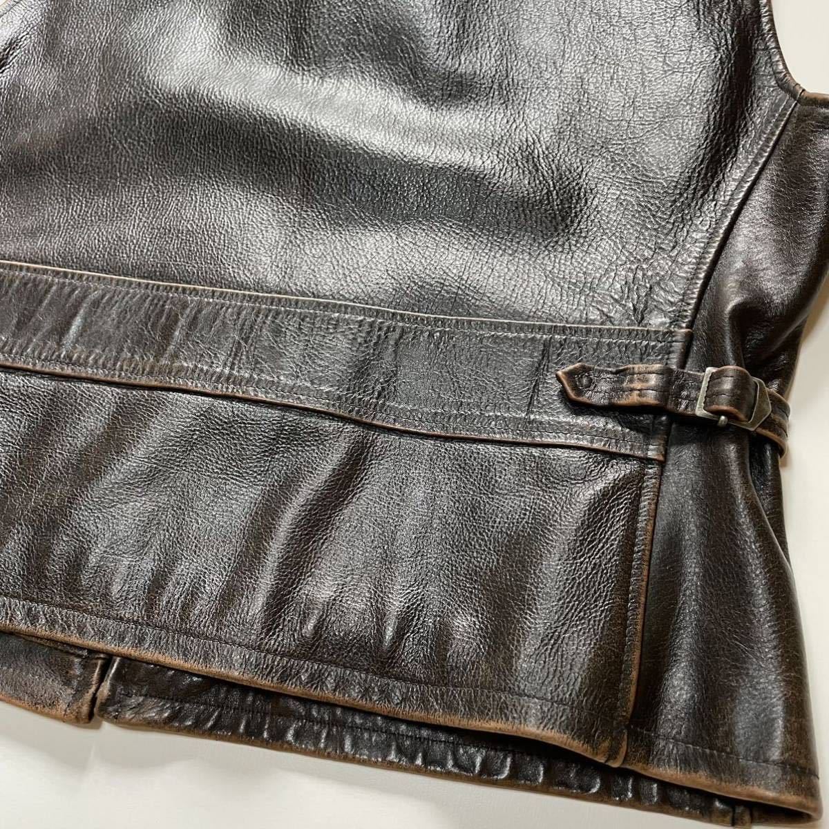 希少】RRL “Leather Vest” L レザー ベスト ジャケット 90s