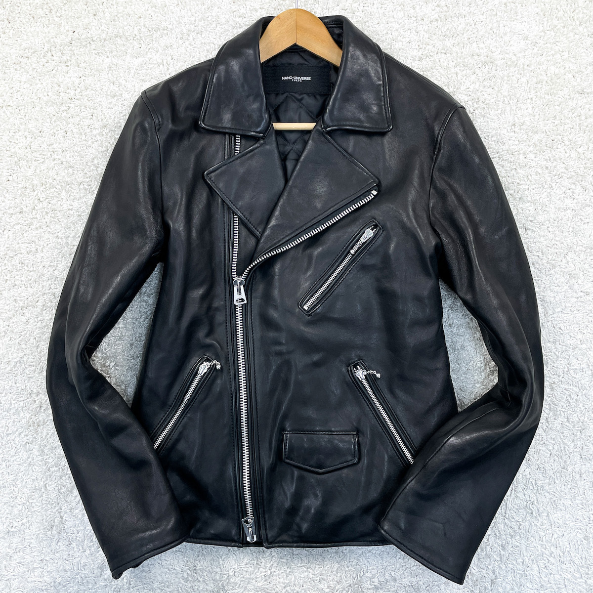 2*M様 NANO-UNIVERSE シングルライダース ネイビー ラムレザー NANO