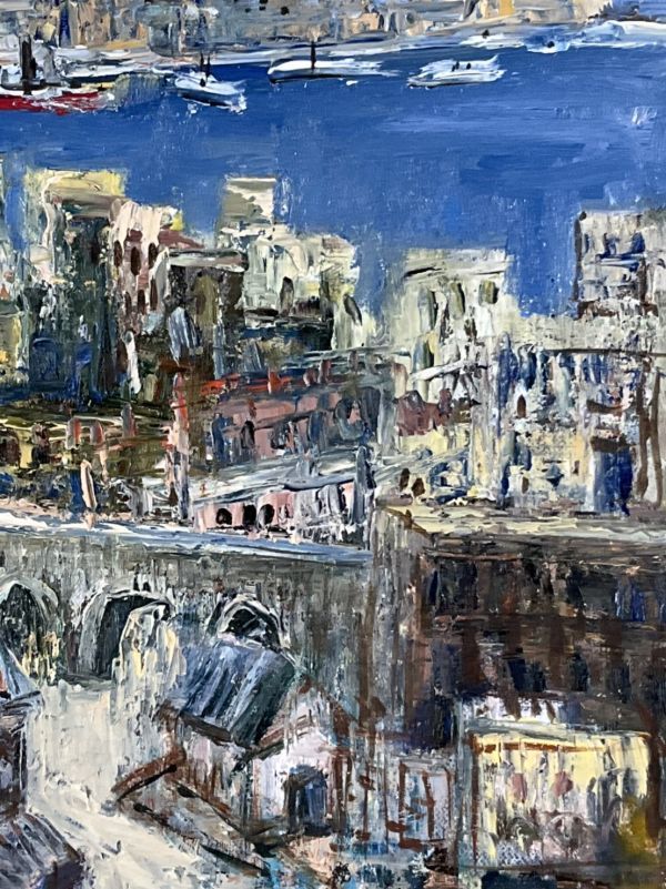 真作保証■油彩■高山悟■『港の見える風景・神戸』■1969年■j板画■光風会会友・現代洋画精鋭選抜展銅賞　a