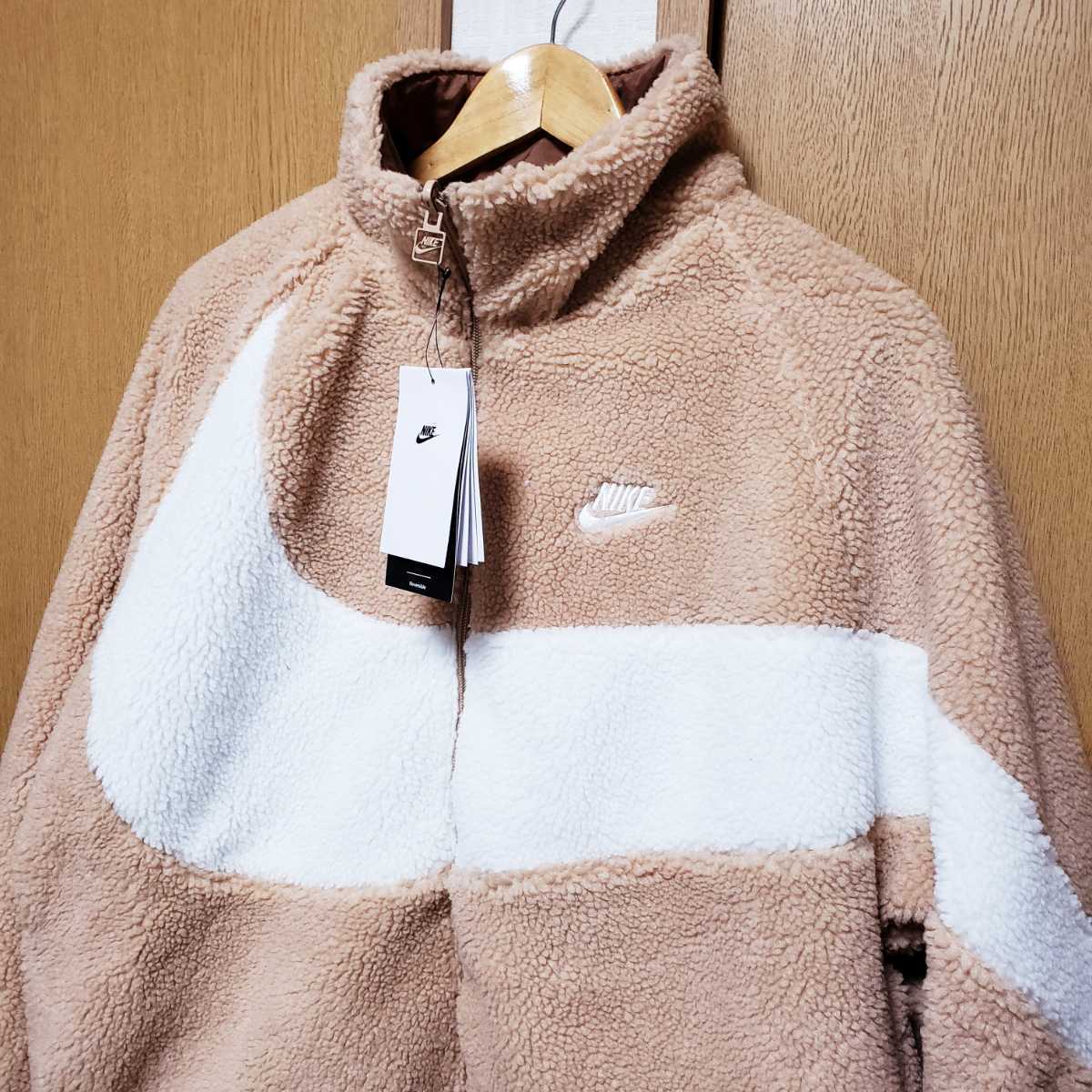 2新品 NIKEボアジャケット Sサイズ スウォッシュ ベージュ SWOOSH  