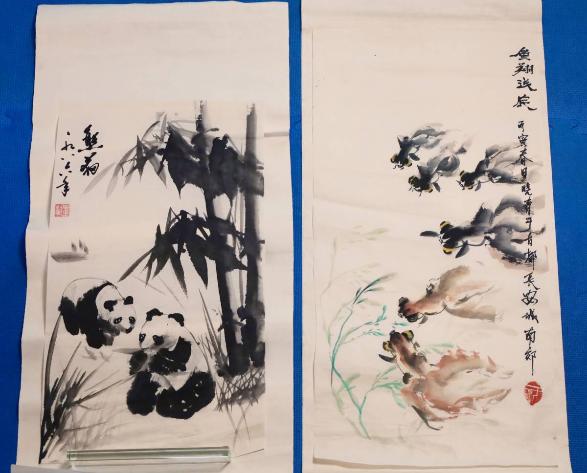 まとめて45本 佛画 中国複製画　山水 花鳥　人物など　（捲り付）送料込み！ まとめて45本 佛画 中国複製画 山水 花鳥 人物など （捲り付）送料