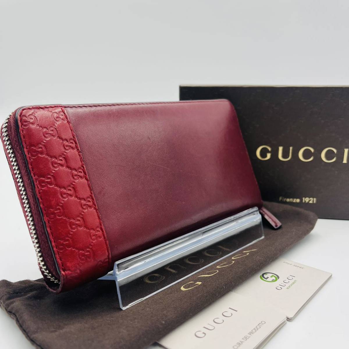 1円 【希少モデル】GUCCI グッチ 長財布 マイクロシマ GG ラウンド 