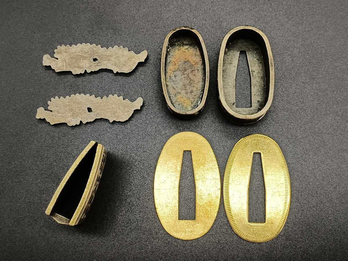 年代物 縁頭 ハバキ 銘有り 鍔 鐔 目貫 縁頭 小柄 笄 小道具 武具