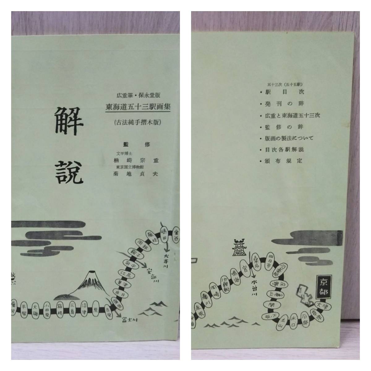 東海道五十三驛 画集 古法純手摺木版画 解説付 東海道五十三駅画集