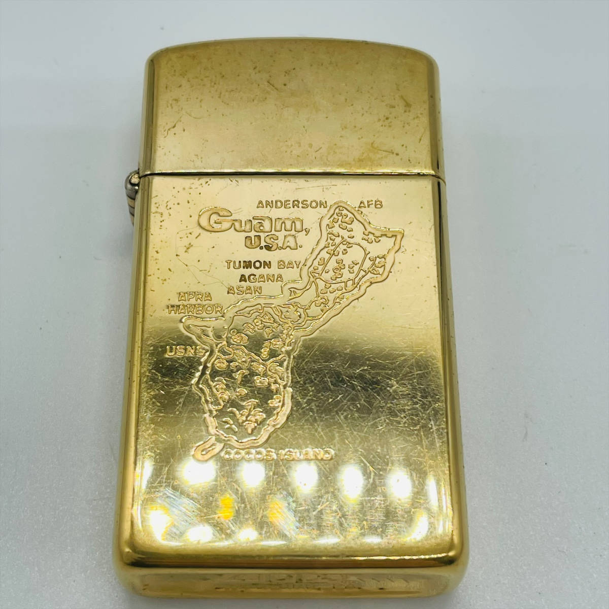 1982年代製 Guam U.S.A グアム アメリカ 地図 Slim Zippo スリム 