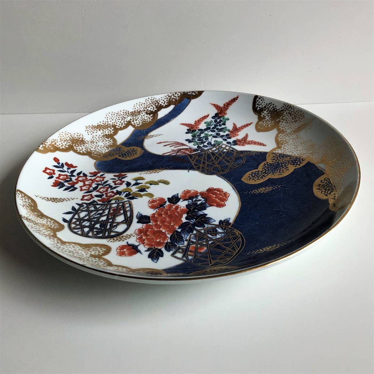 伊万里 46cm 大皿 約3.4kg 文明開化 明治伊万里 大皿(約46cm) 淀川を京