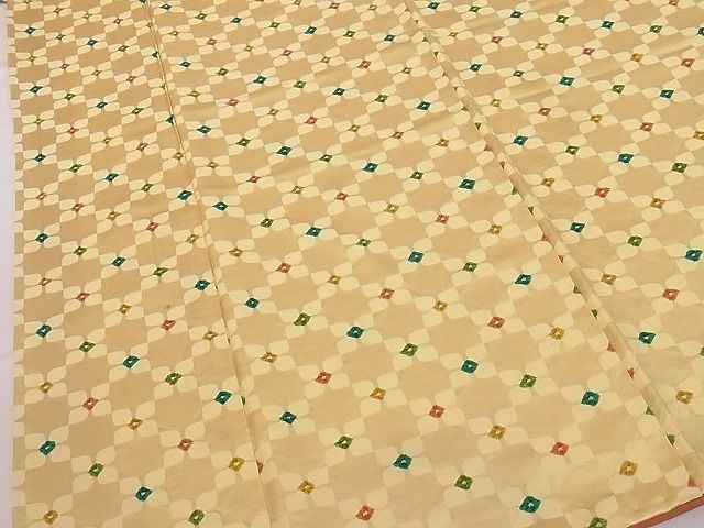 着物屋こころ■上質な小紋　絞り　花格子　着丈　155.5cm　裄丈　63cm　正絹　逸品　A-gk1624