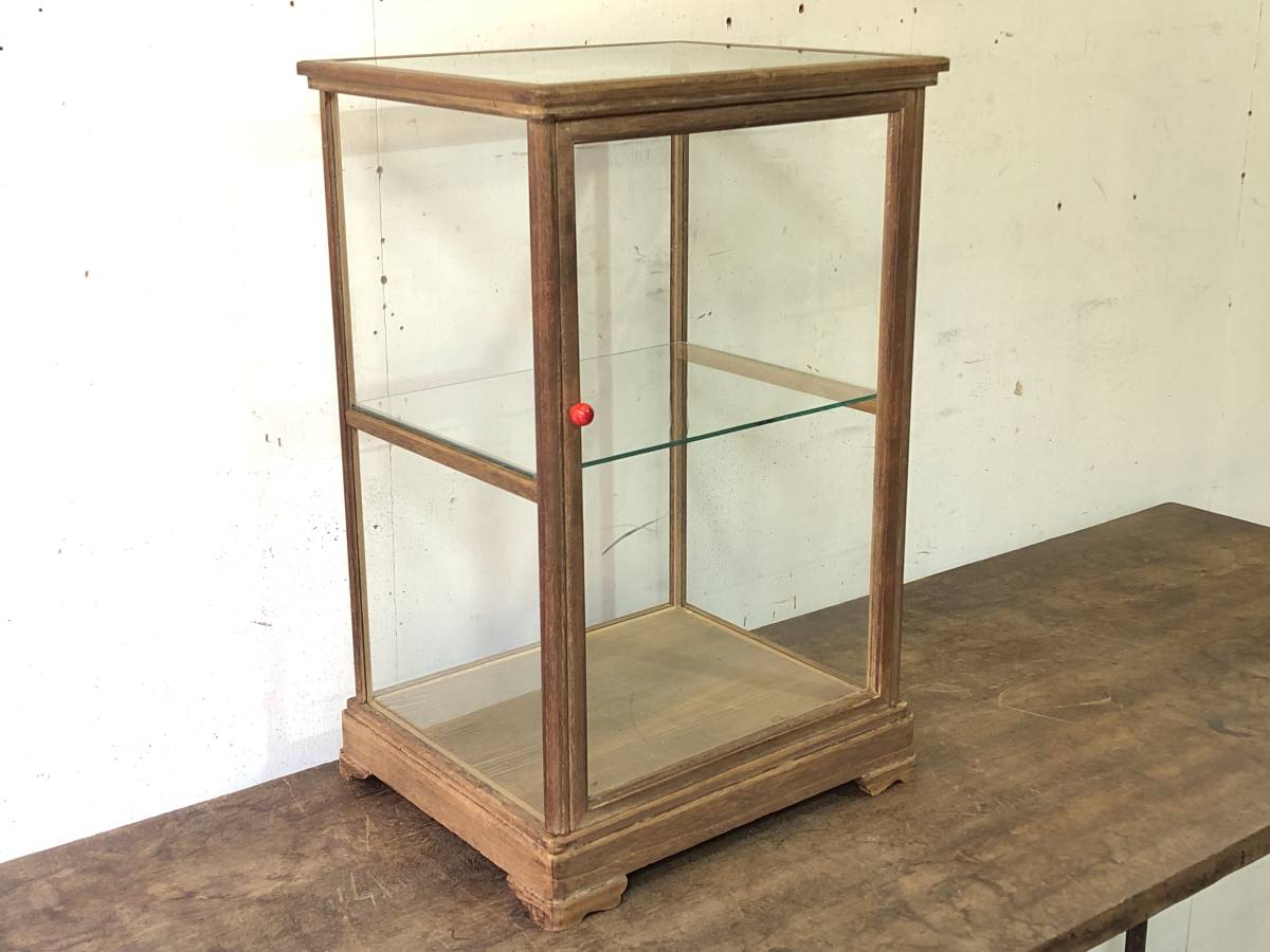 「送料無料」古い木枠のガラスケース 卓上コレクションケース 陳列ショーケース