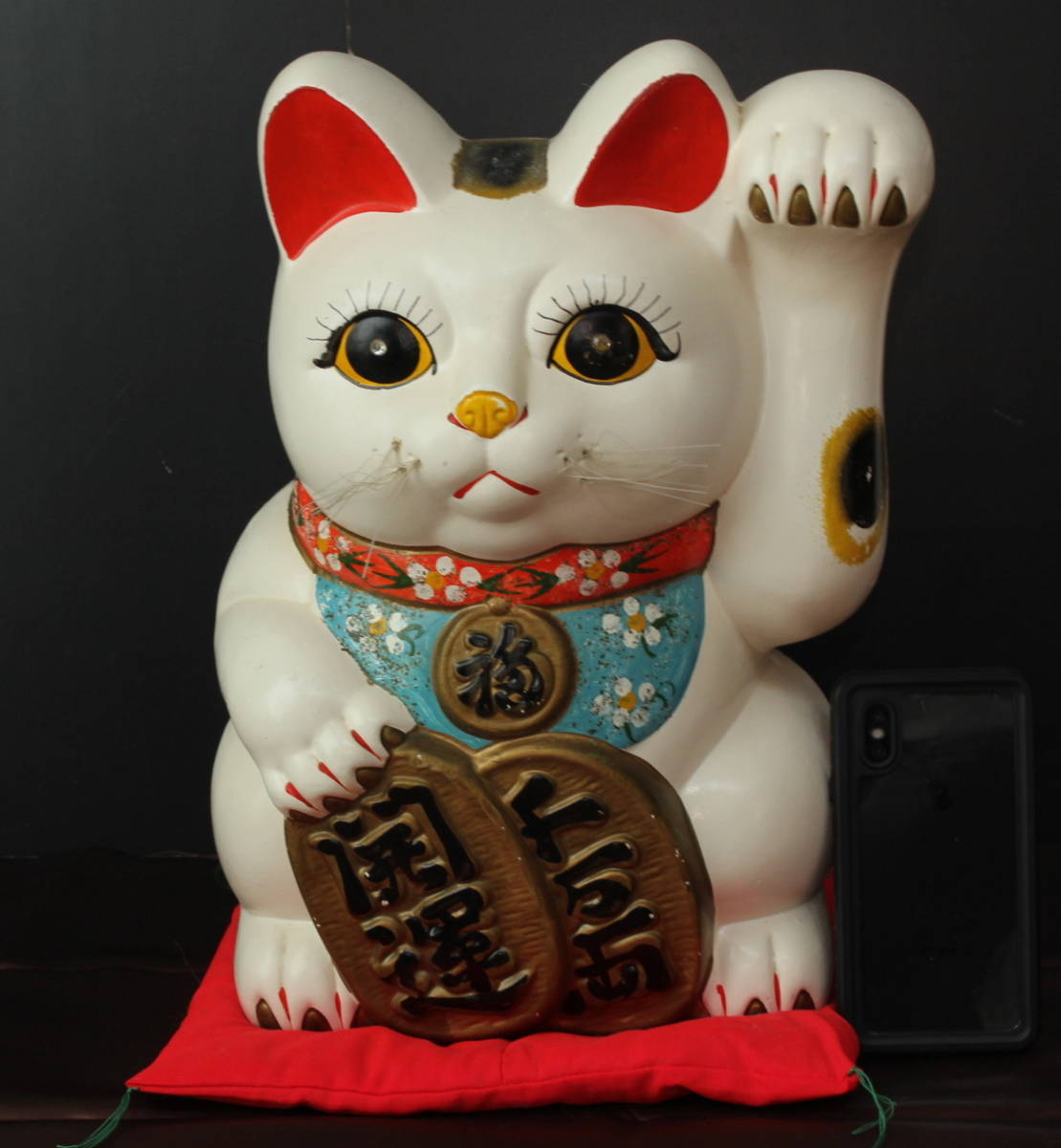 両手挙げ招き猫 アンティーク 昭和レトロ 置物 招き猫 昭和レトロ 貯金