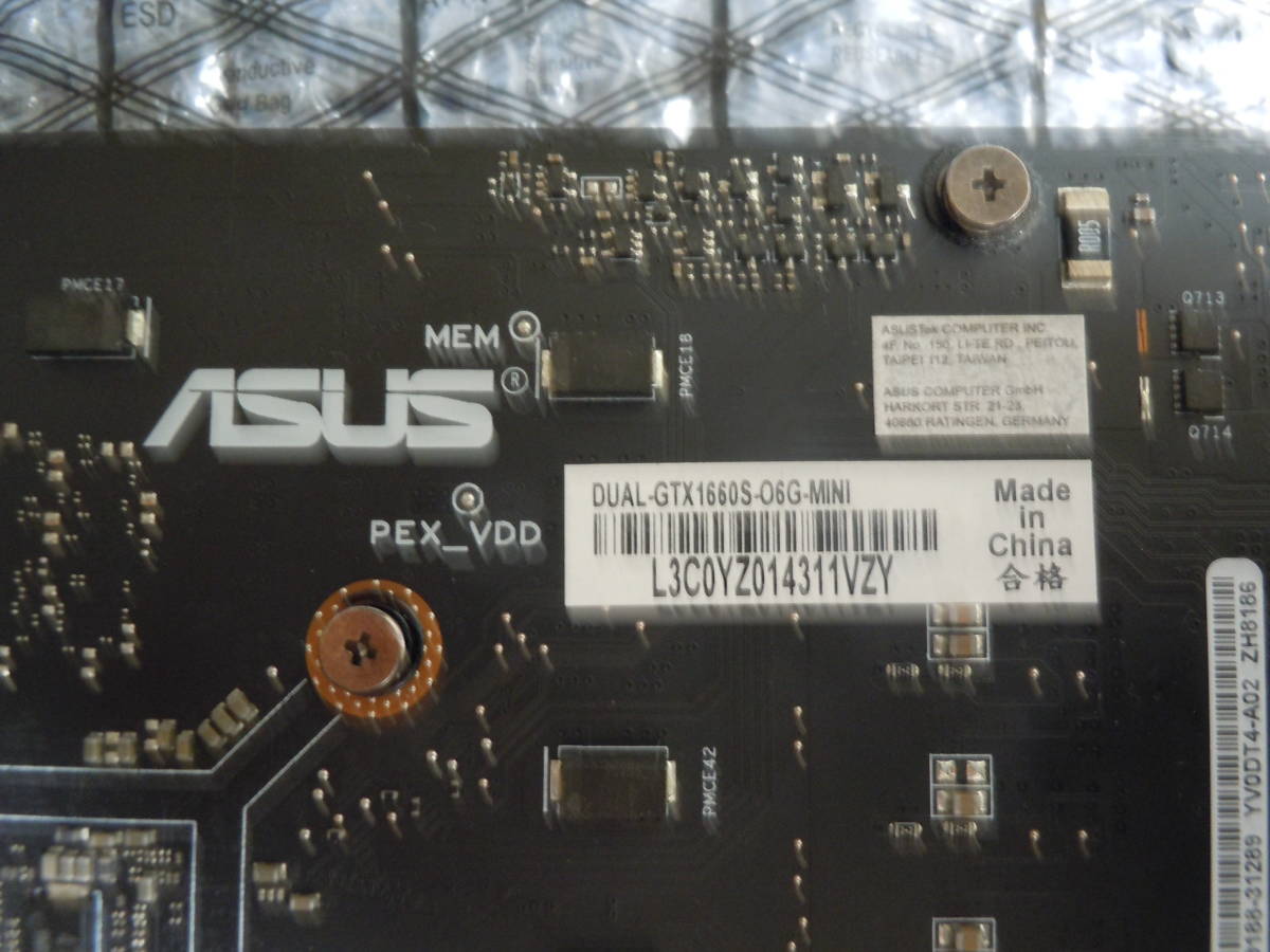 動作品 ASUS DUAL-GTX1660S-O6G-MINI GTX1660 Super グラフィック