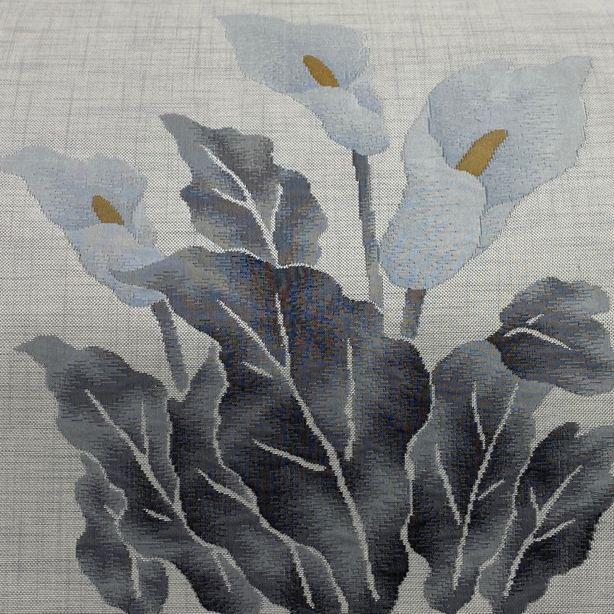 袋帯 秀品 紬 草花 灰白 六通 正絹 【中古】 | ANAV.IT