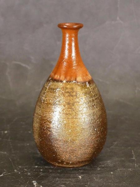 真作】【WISH】伊勢崎淳「備前ラッキョ花生」備前焼 共箱 高さ25cm 〇人間