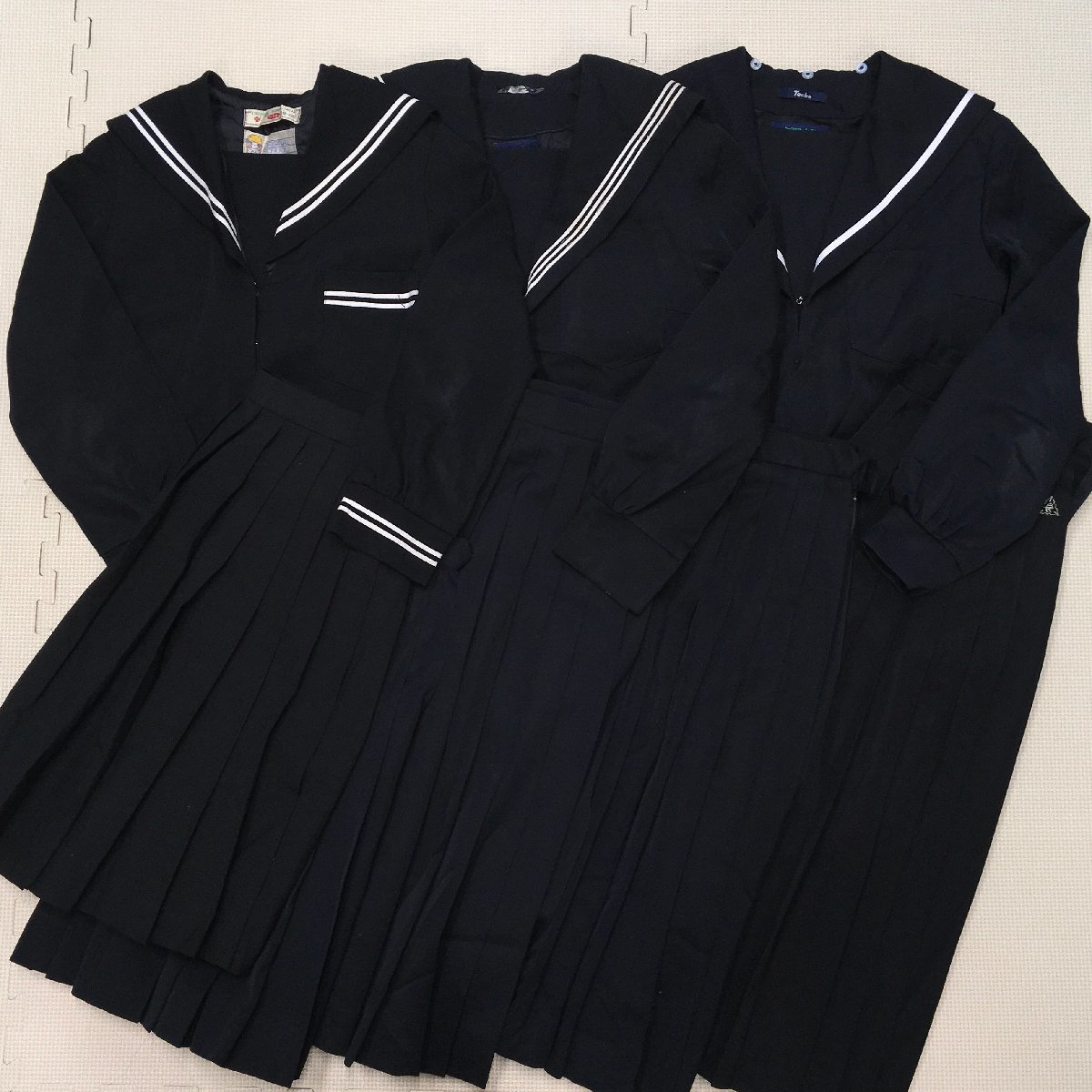 AK074(中古)愛知方面 セーラー服 上下8点セット /黒/160/SS/S/W63/W66