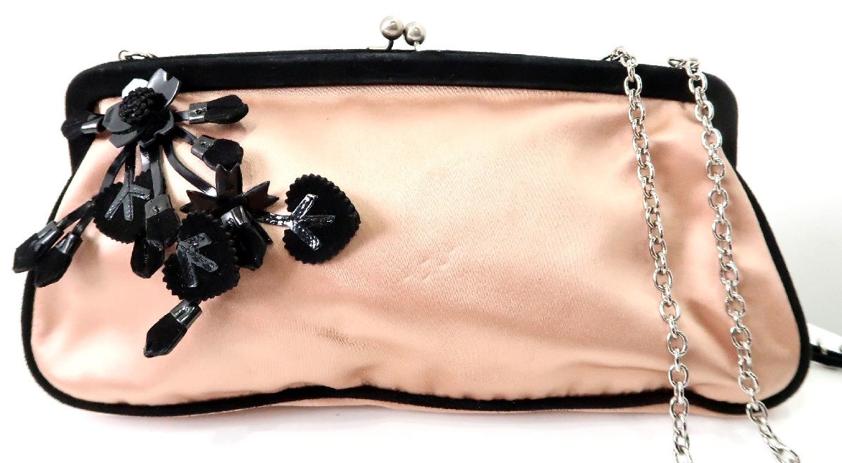 トライアングルロゴ！美品 プラダ PRADA フラワー シルク サテン 三角