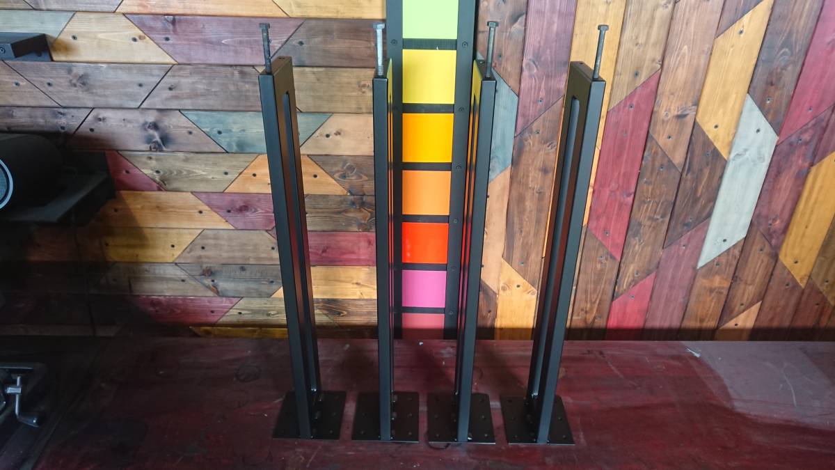 マットブラックでアイアンな極細鉄脚♪ 20×120×650mm □型 4脚ver. ダイニングテーブル_4