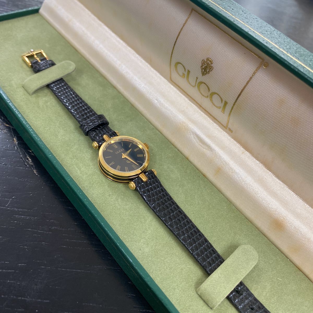 ☆GUCCI グッチ レディース クォーツ 腕時計 ゴールド レザー スイス製