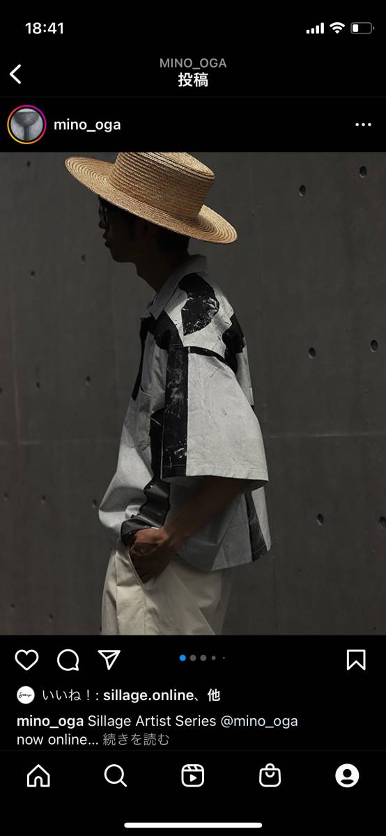 数量限定 21ss Sillage オープンカラー シャツ コラボ MINORI OGA 