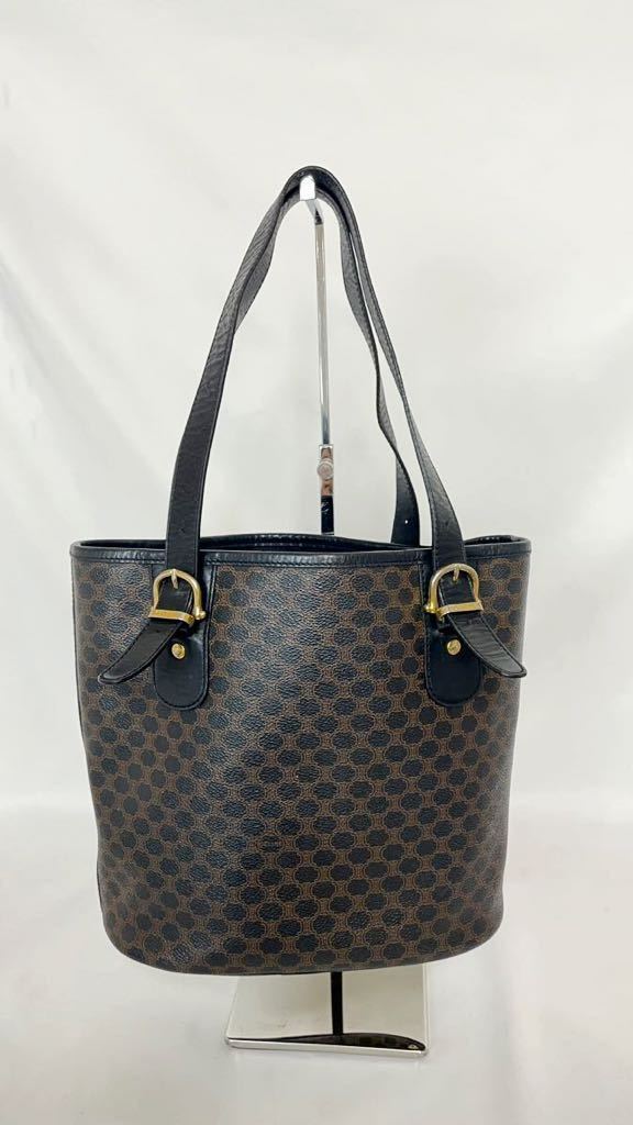 CELINE セリーヌ ハンドバッグ マカダム PVC×レザー トートバッグ