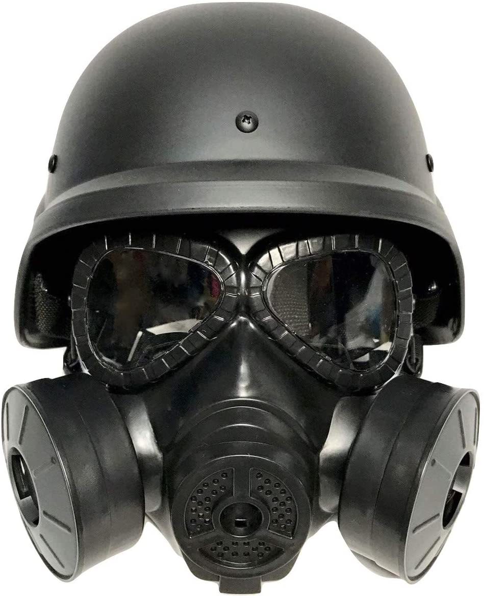 ガスマスク ヘルメット セット ダブルファン搭載 サバゲー ミリタリー コスプレ 米軍 アーミー　02