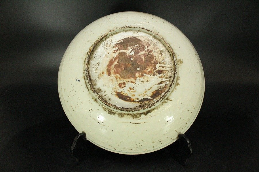 銀閣】中国美術 呉須 青花 花鳥紋 盤 φ36cm 明 旧家蔵出(FA828)