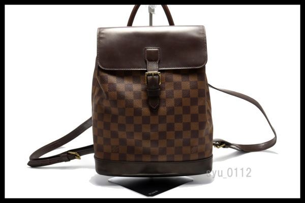 希少美中古□LOUIS VUITTON ダミエ ソーホー レザー リュックサック 