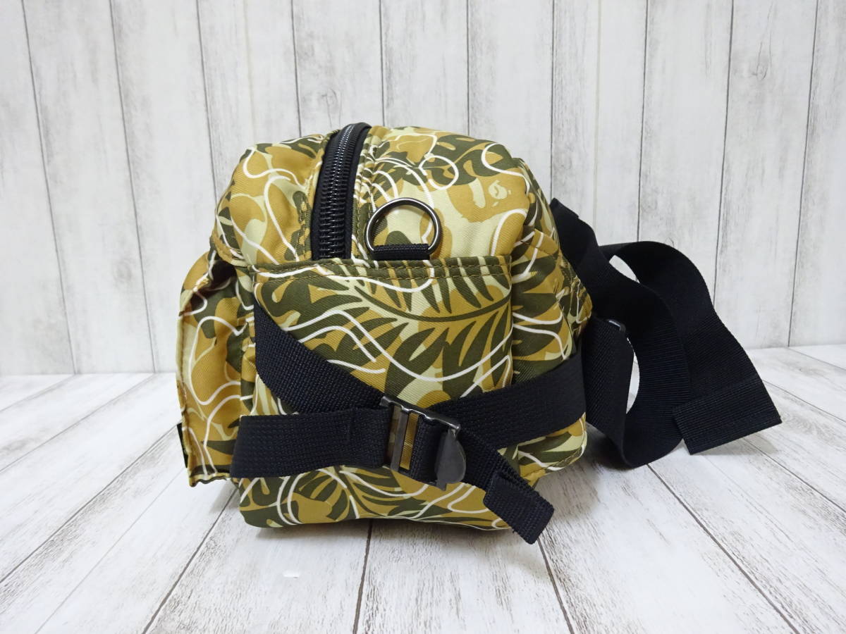 美品 A BATHING APE x PORTER ウエストバッグ ボタニカル柄 カーキ 