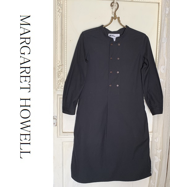 美品 MHL. エムエイチエル ダブルボタン ワンピース コットンウール