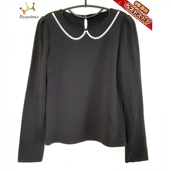 フォクシー FOXEY 長袖カットソー サイズ40 M - 黒×白 レディース パール トップス