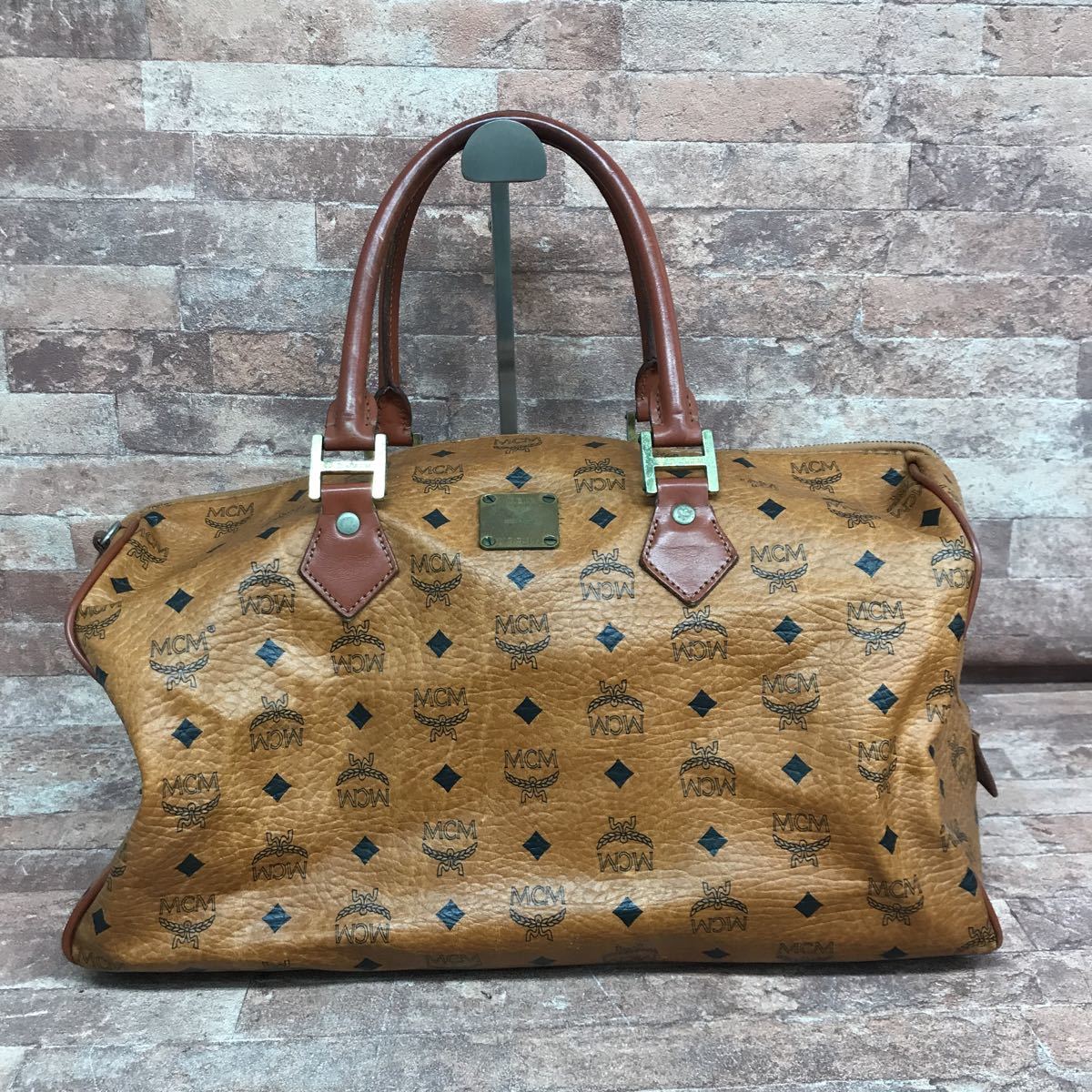 717- MCM エムシーエム ボストンバッグ ハンドバッグ ブラウン 【公式 