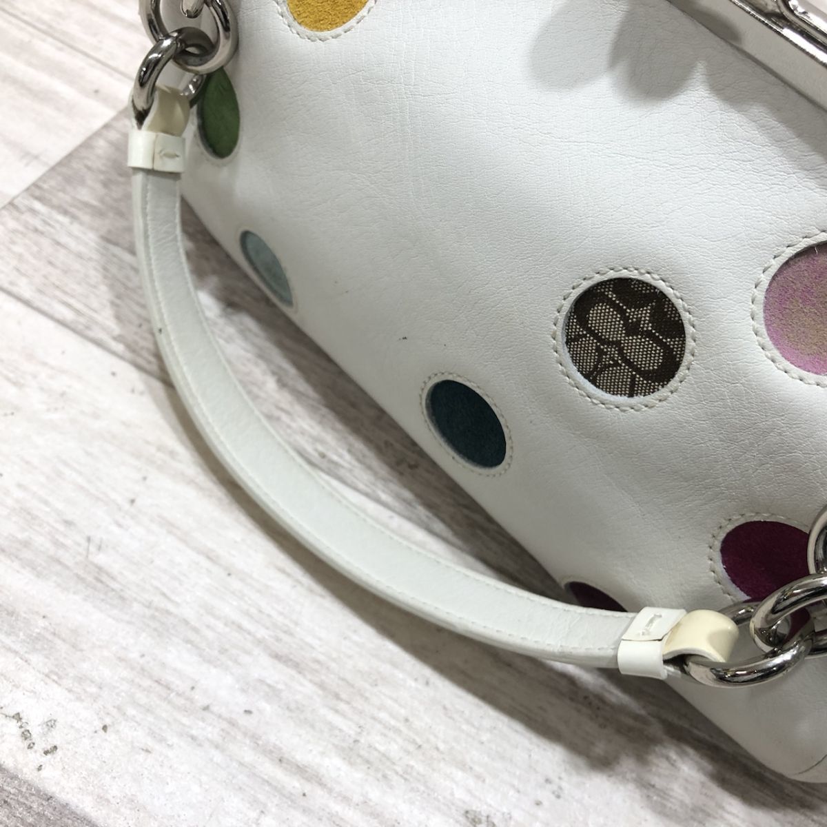COACH コーチ 3679 ミニシグネチャー ポルカドット レザー がま口 