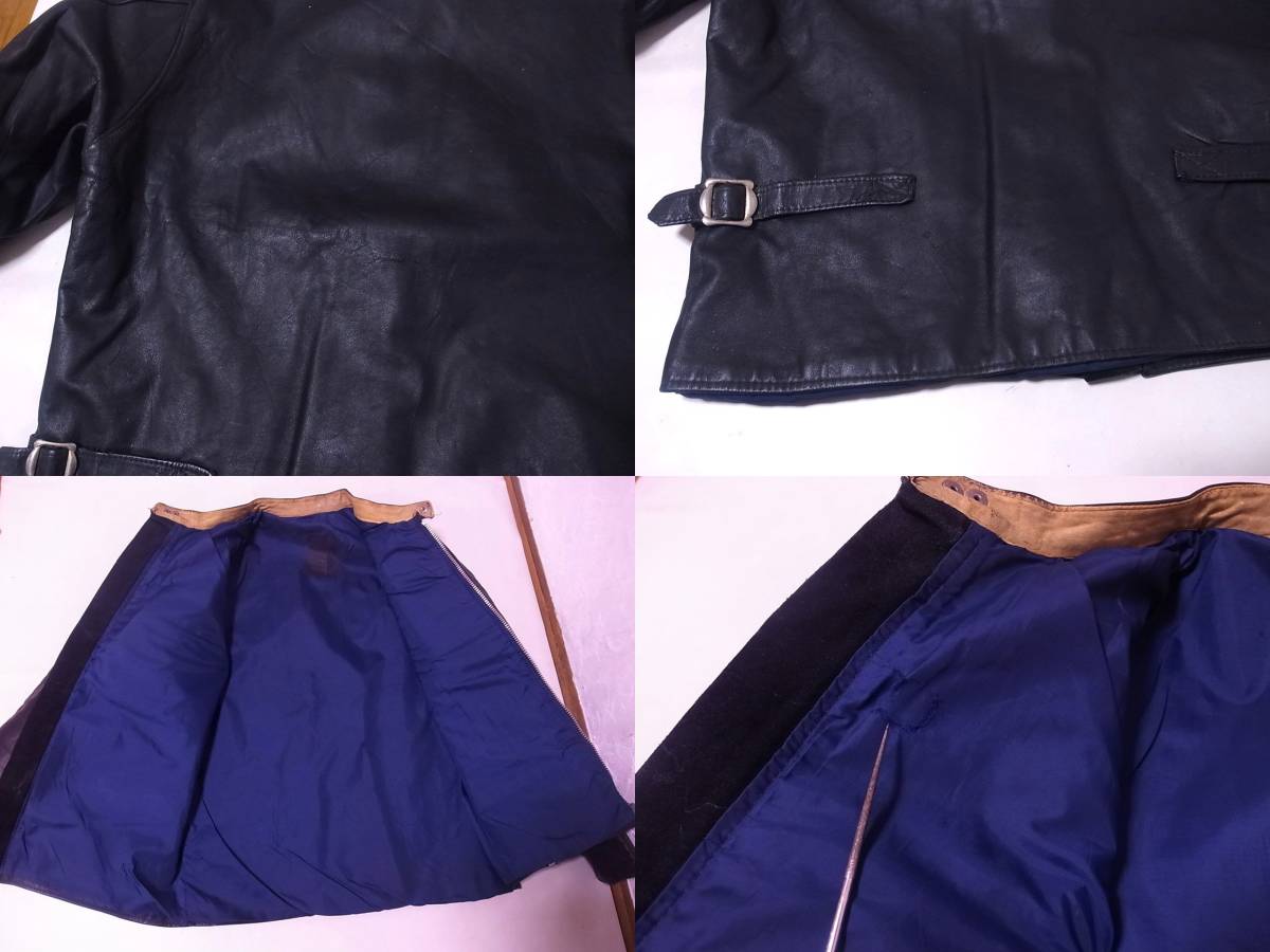70s イギリス TT LEATHERS ストライプ シングル UKライダース 