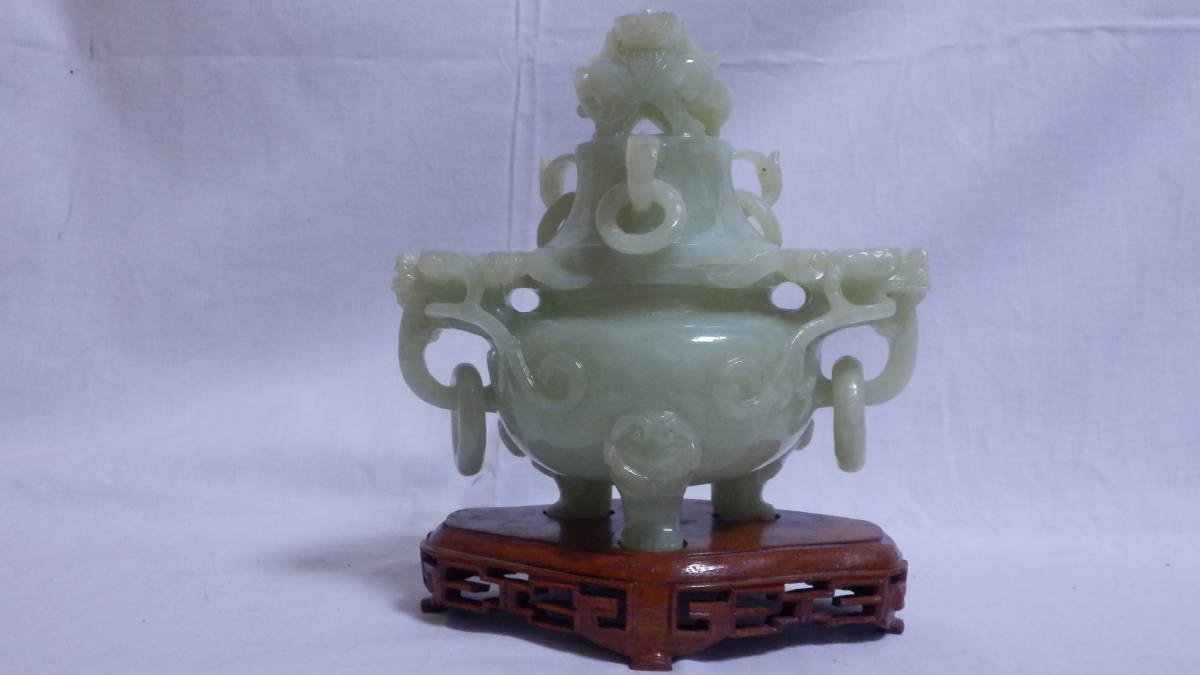 Yahoo!オークション 中国美術 龍刻 双耳遊環 三足香炉 約16.5x17cm