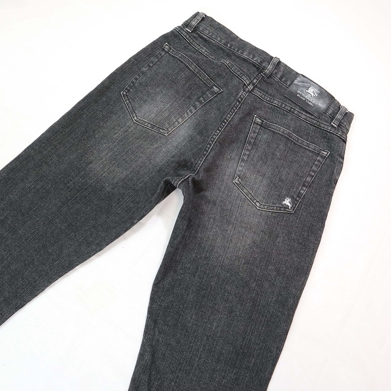 BURBERRY BLACK LABEL バーバリーブラックレーベル ストレートジーンズ ストレッチデニム 三陽商会 ホース刺繍 日本製 サイズ70 S相当