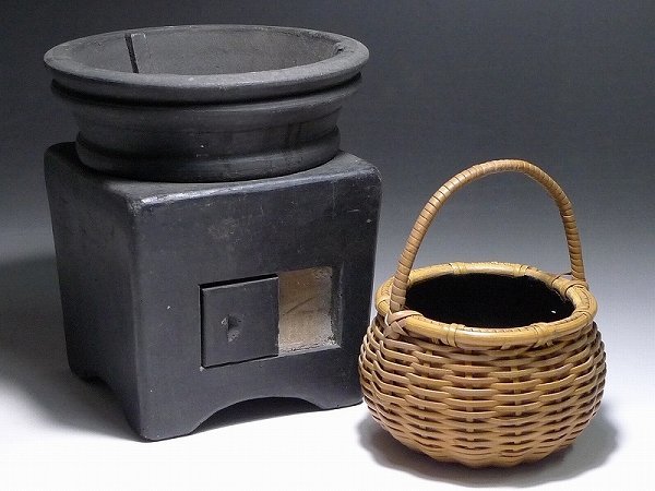 △801364*01△煎茶道具・涼炉・堤手炭斗・2点セット・