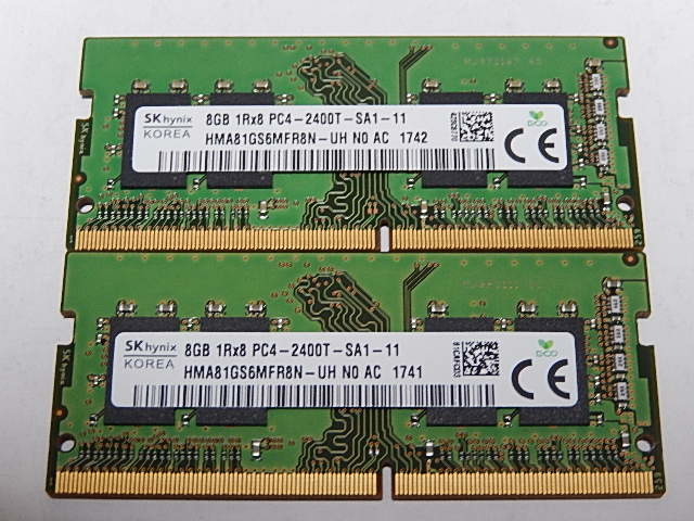 PCパーツ Skhynix）ミニPC・ノートPC用DDR4メモリ8GB× 2枚合計16GB