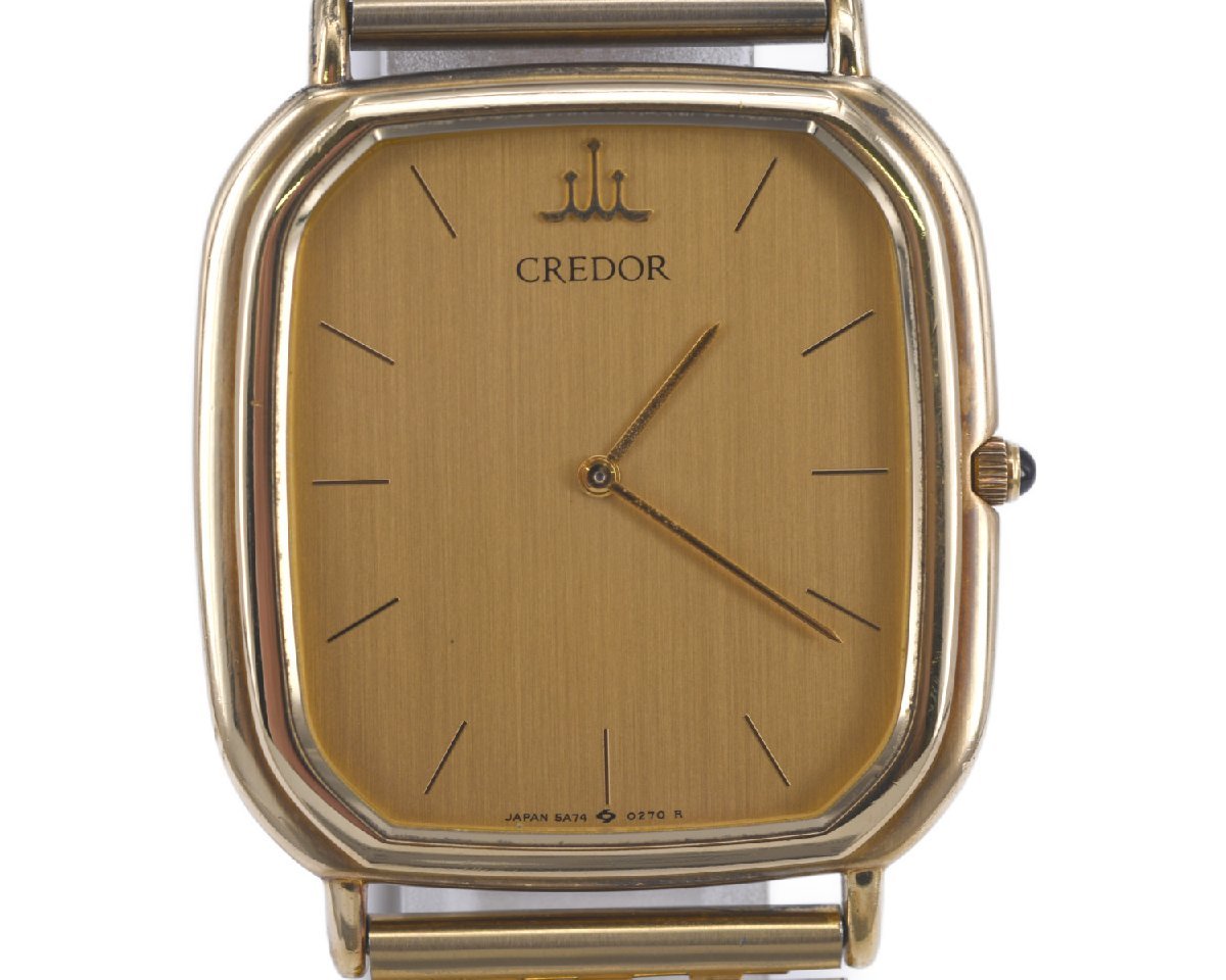 [中古品] 稼働品【SEIKO】セイコー CREDOR クレドール 5A74-5110 K18無垢 750YG クオーツ メンズ 中古品