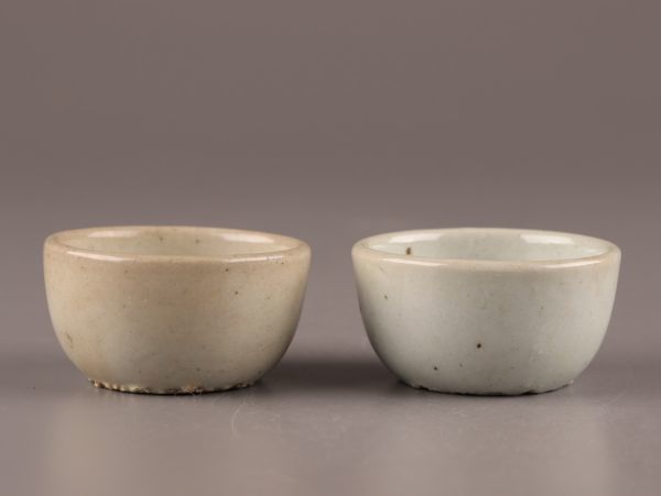 古美術 朝鮮古陶磁器 李朝 白磁 盃 二点 時代物 極上品 初だし品 7448