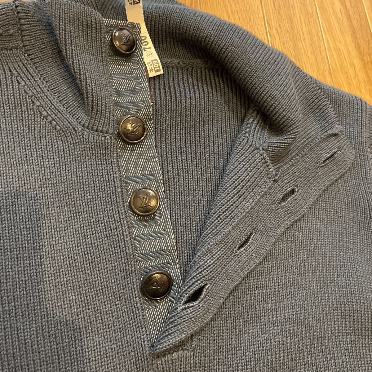 ♪①美品☆LOUIS VUITTON ルイヴィトン ニットセーター Lサイズ☆ネイビー☆クリーニング済み