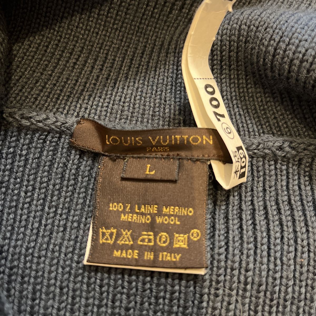 ♪①美品☆LOUIS VUITTON ルイヴィトン ニットセーター Lサイズ☆ネイビー☆クリーニング済み