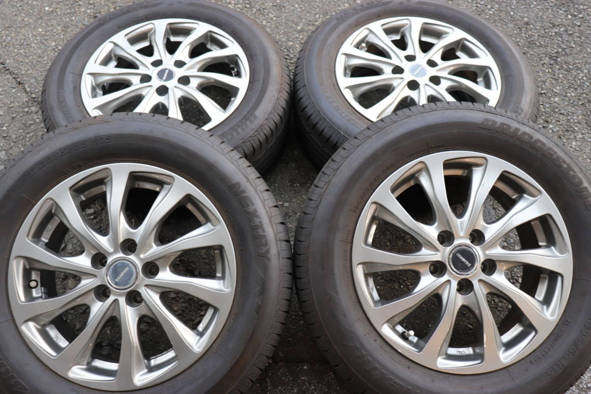 【007】◆送料無料◆6J+43 195/65R15インチ 5H/100 中古ホイール&中古タイヤ ブリヂストン バルミナTR10 プリウス ウィッシュ インプレッサ