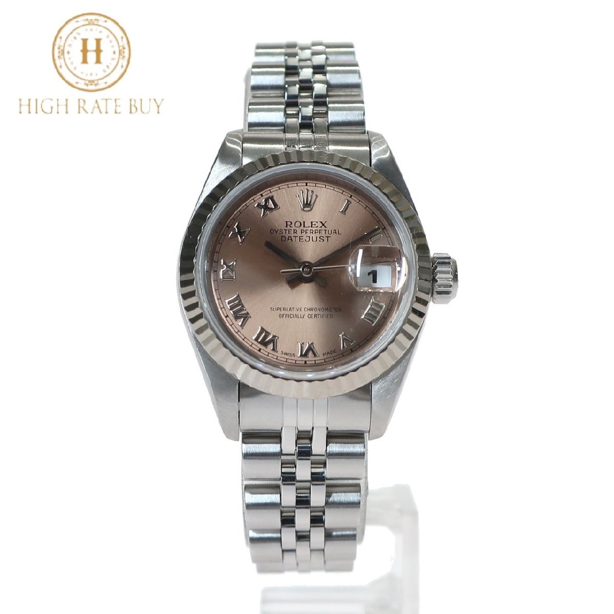 【新品同様】ROLEX ロレックス デイトジャスト 69174 U番台 自動巻き K18WG 750 シルバー SS ステンレス ピンク文字盤 レディース 腕時計