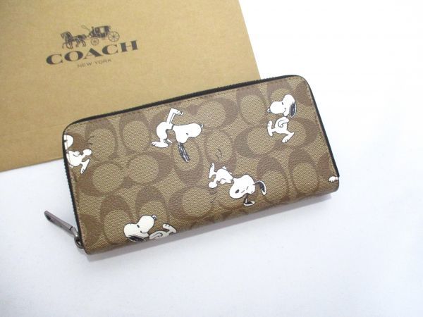 COACH 長財布 新品 同様 未使用 正規品 [202] ジッピーウォレット メンズ レディース C4327 スヌーピー コラボ ブラウン