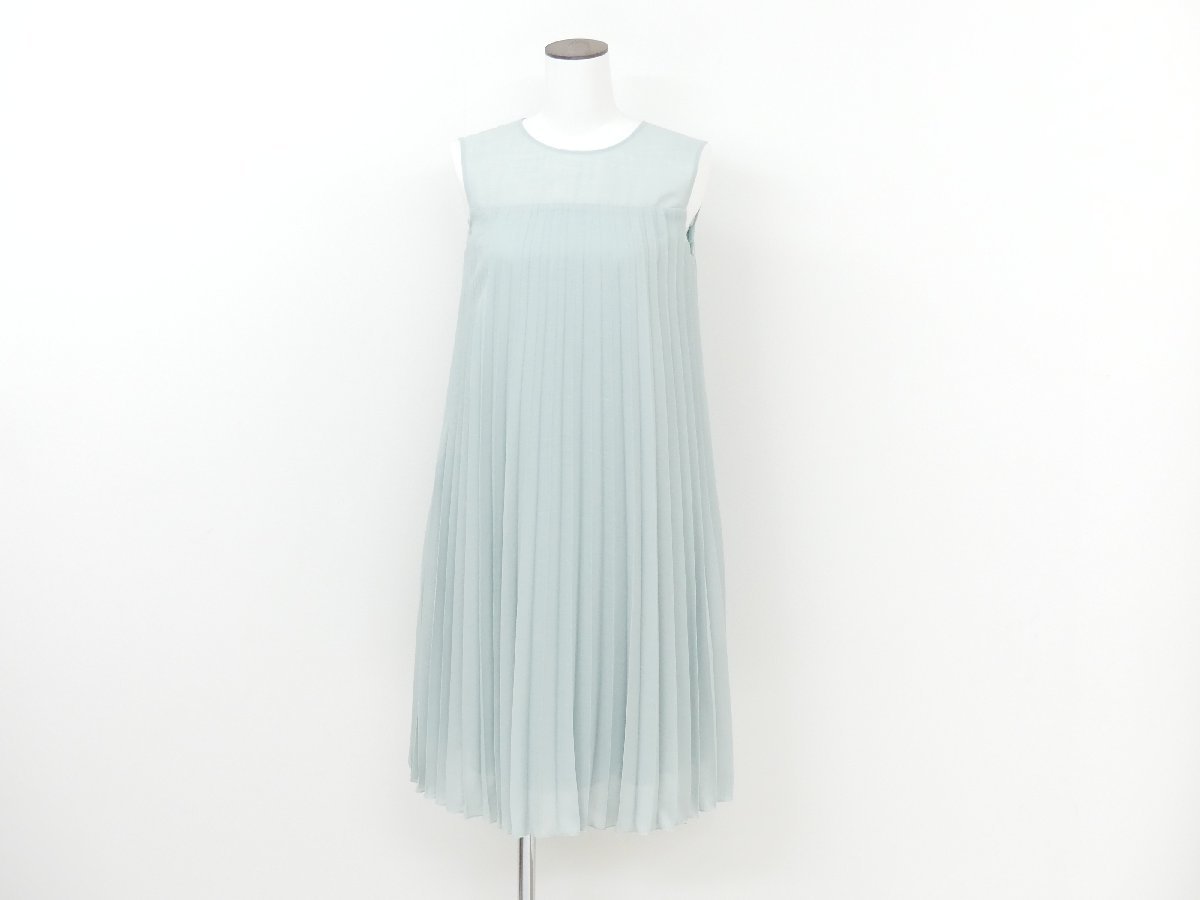 FOXEY エレガントプリーツドレス ワンピース 38 ミント ポリエステル  
