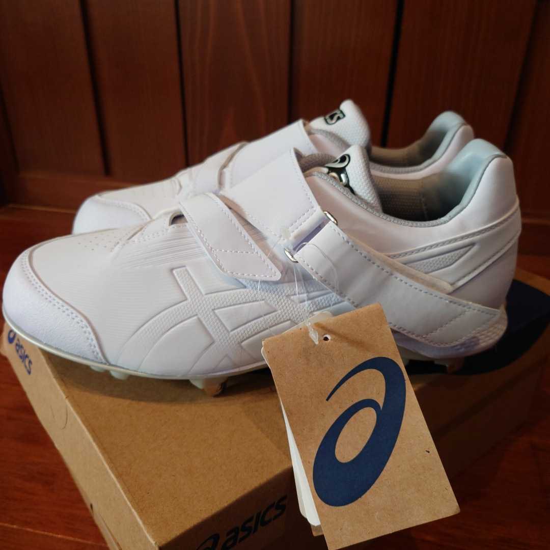 新品未使用asicsアシックススパイク野球ホワイト白26.0金具軽量ベルト 